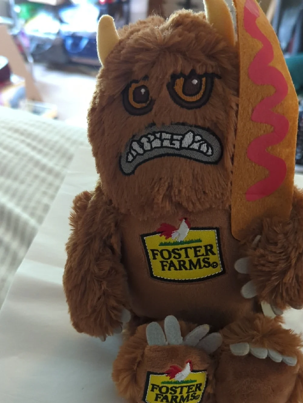 Foster Farms Brown Monster Plush with Surfboard New. SALE